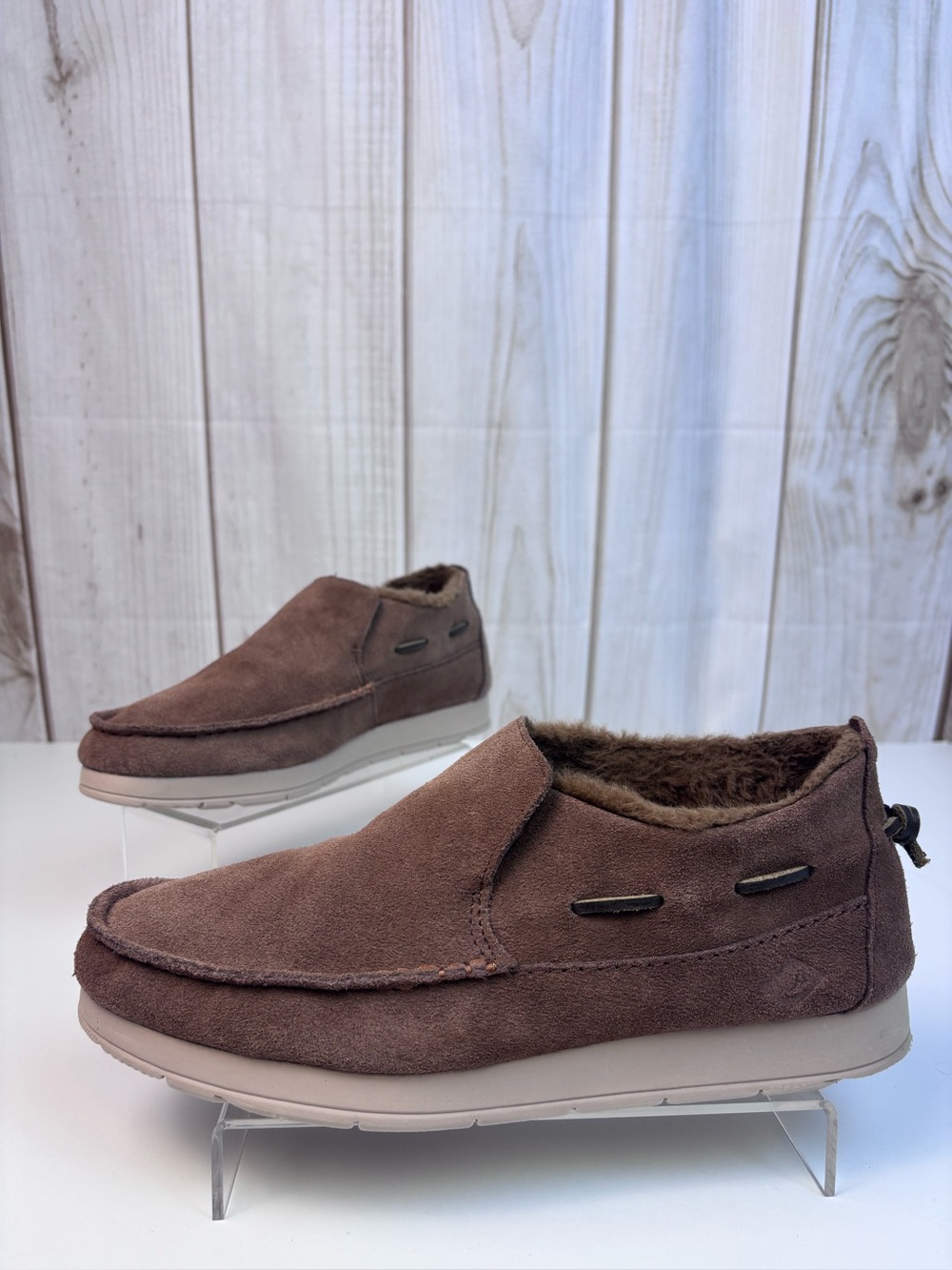Sperry Moc Sider Mens Slip On Top Sider Suede Water Resistant Loafer Brown Sz 10